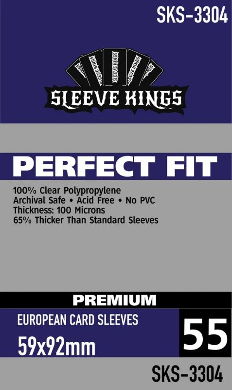 Sleeve Kings Perfect Fit Premium European Card Sleeves (59x92mm) -55 Pack, 100 Microns SKS-3304